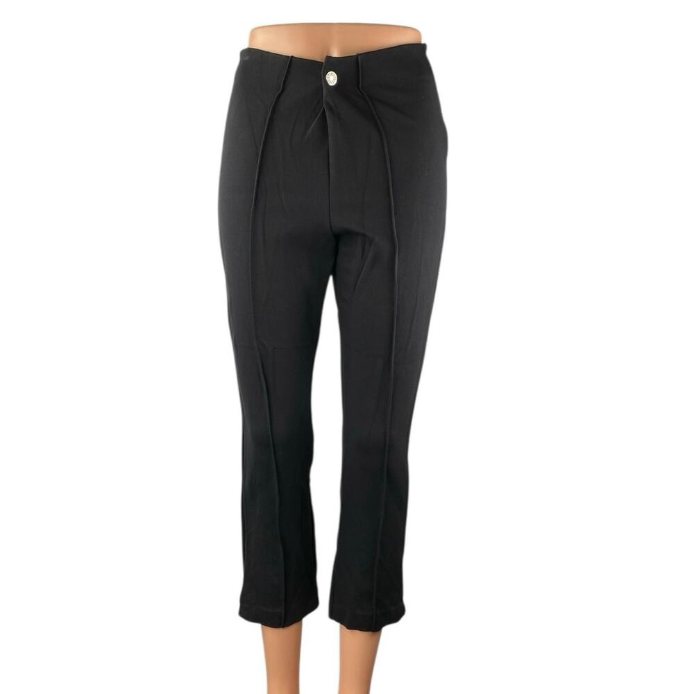 Gap Ponte Capri Women's Black High Rise Pleated Cropped Trousers Pants Sz S Tall